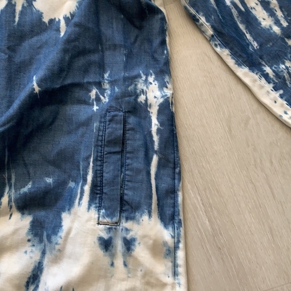 Joh Denim Tye Dye Dress tunic size Large pockets roll up sleeves lightweight - Picture 8 of 13